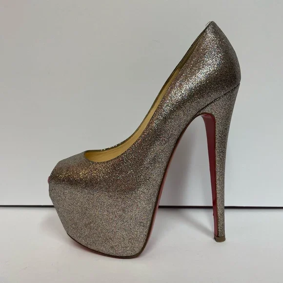 Christian Louboutin highness platform pumps heels multi glitter 35.5